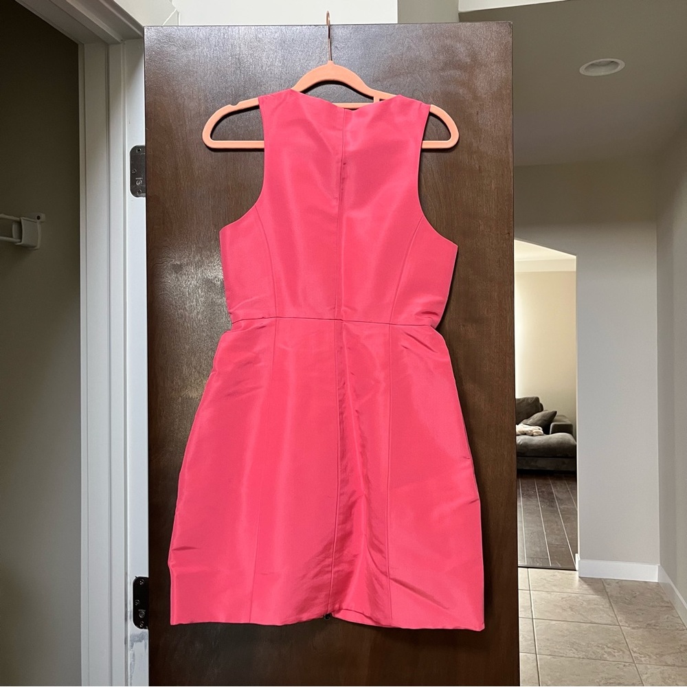 Tibi Flamingo Pink Silk Faille Sleeveless Dress - Picture 5 of 6
